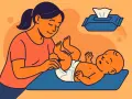Mama zmienia pieluchę noworodkowi. Warto wiedzieć, co ile zmieniać pieluchę noworodkowi, by zapewnić mu komfort.