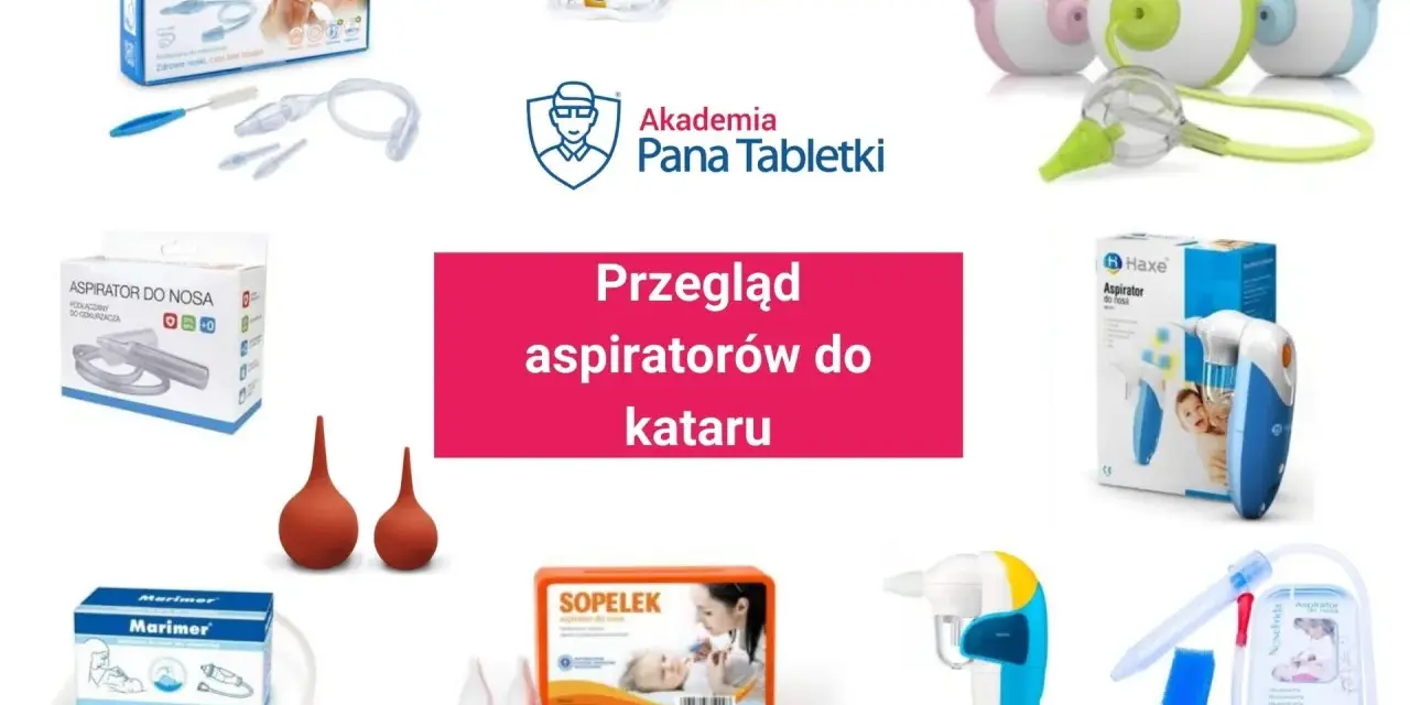 Różne modele aspiratorów elektrycznych do nosa dla niemowląt, pomagające w walce z katarem.