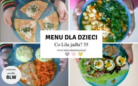 Pomysły na śniadanie dla rocznego dziecka: omlet, warzywa z ciecierzycą, mięso z ziemniakami i surówką, sałatka z jajkiem.