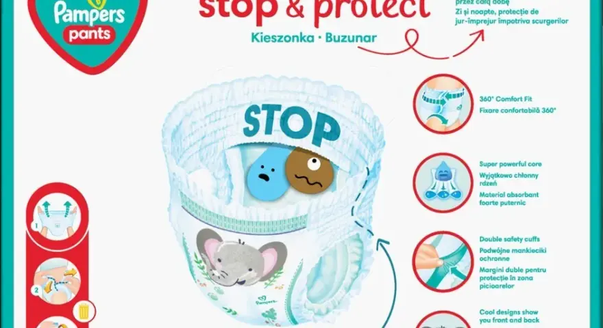 Pasek z tyłu Pampers Pants – po co go używać przy zmianie pieluch?