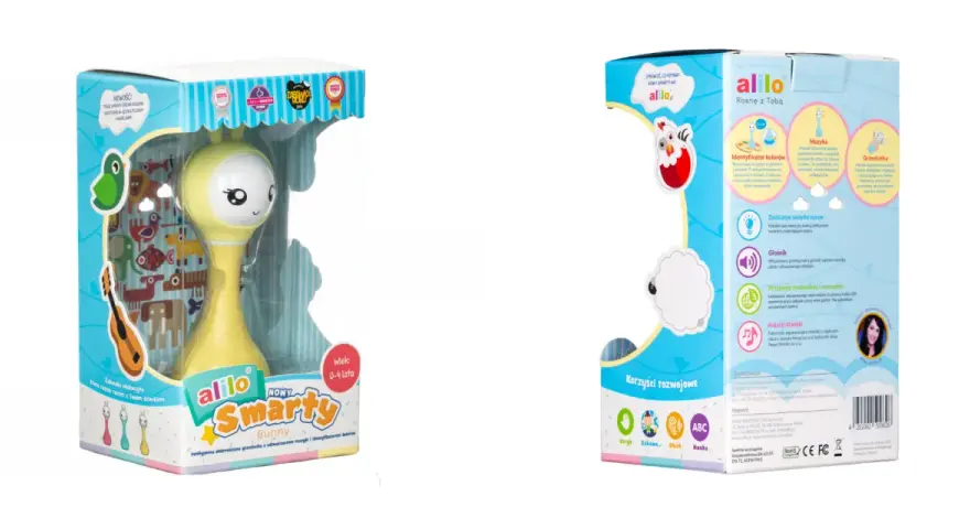 Żółta zabawka alilo Smarty Bunny z polskim językiem, muzyką i identyfikatorem kolorów. Idealna dla dzieci od 0 do 4 lat.