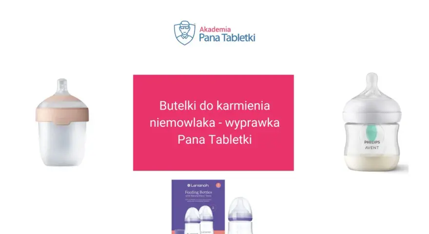 Wyprawka dla niemowlaka: butelki do mleka Lovi, Lansinoh i Philips Avent.
